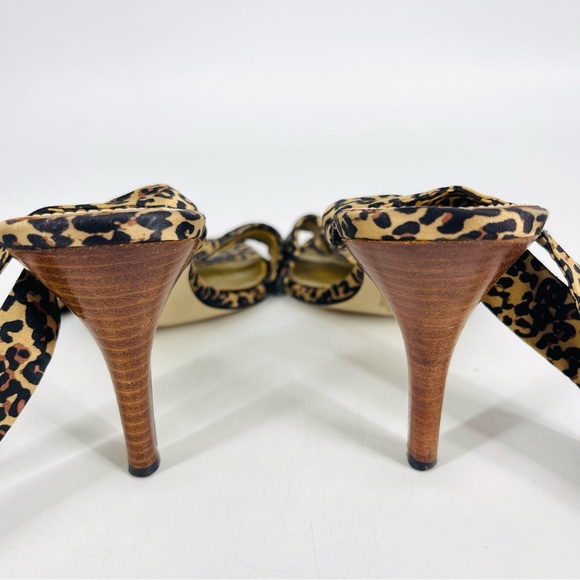 🔥 Sexy Marc Fisher Leopard Animal Print Satin Wrap Around Heels 7.5 flawed* - Picture 6 of 14